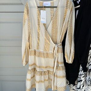 Kasia Resort Xyrso Wrap Dress- Gold NWT